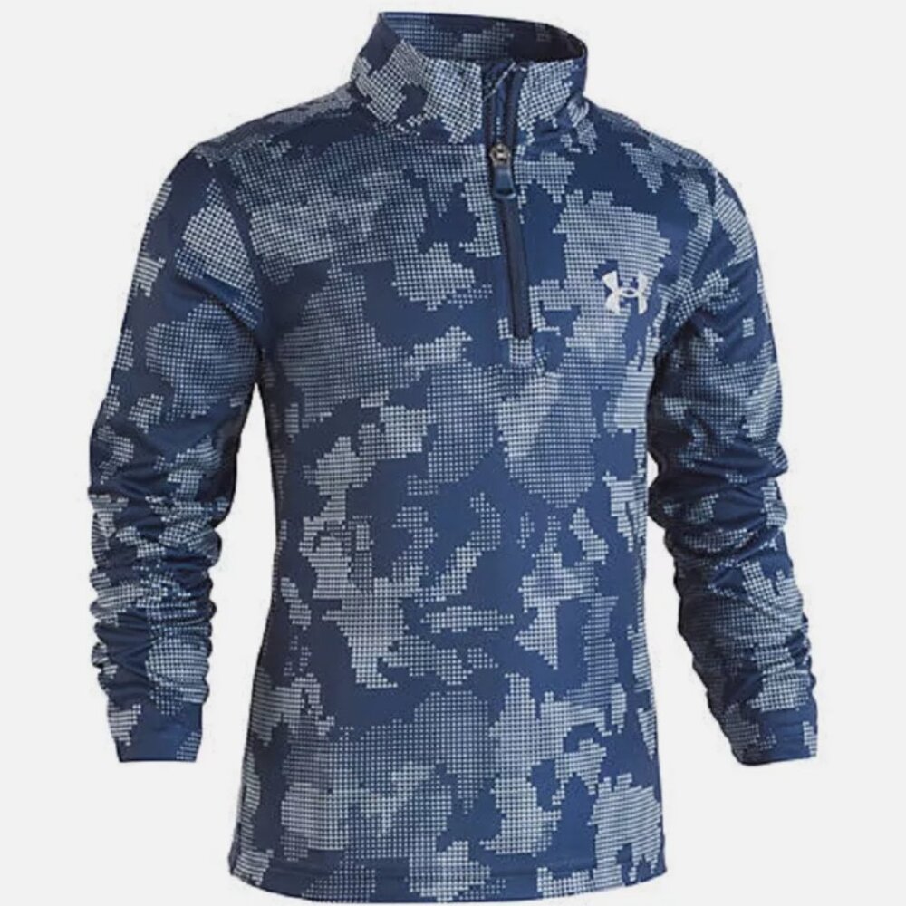 UNDER ARMOUR Boy's UTILITY CAMO 1/4 Zip Pullover ** ACADEMY/GRAPHITE - Size 4